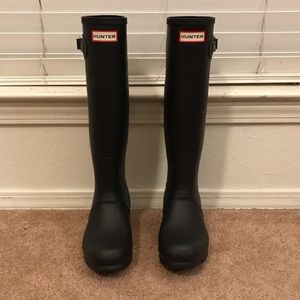 Hunter Tall Matte Black Rain Boots